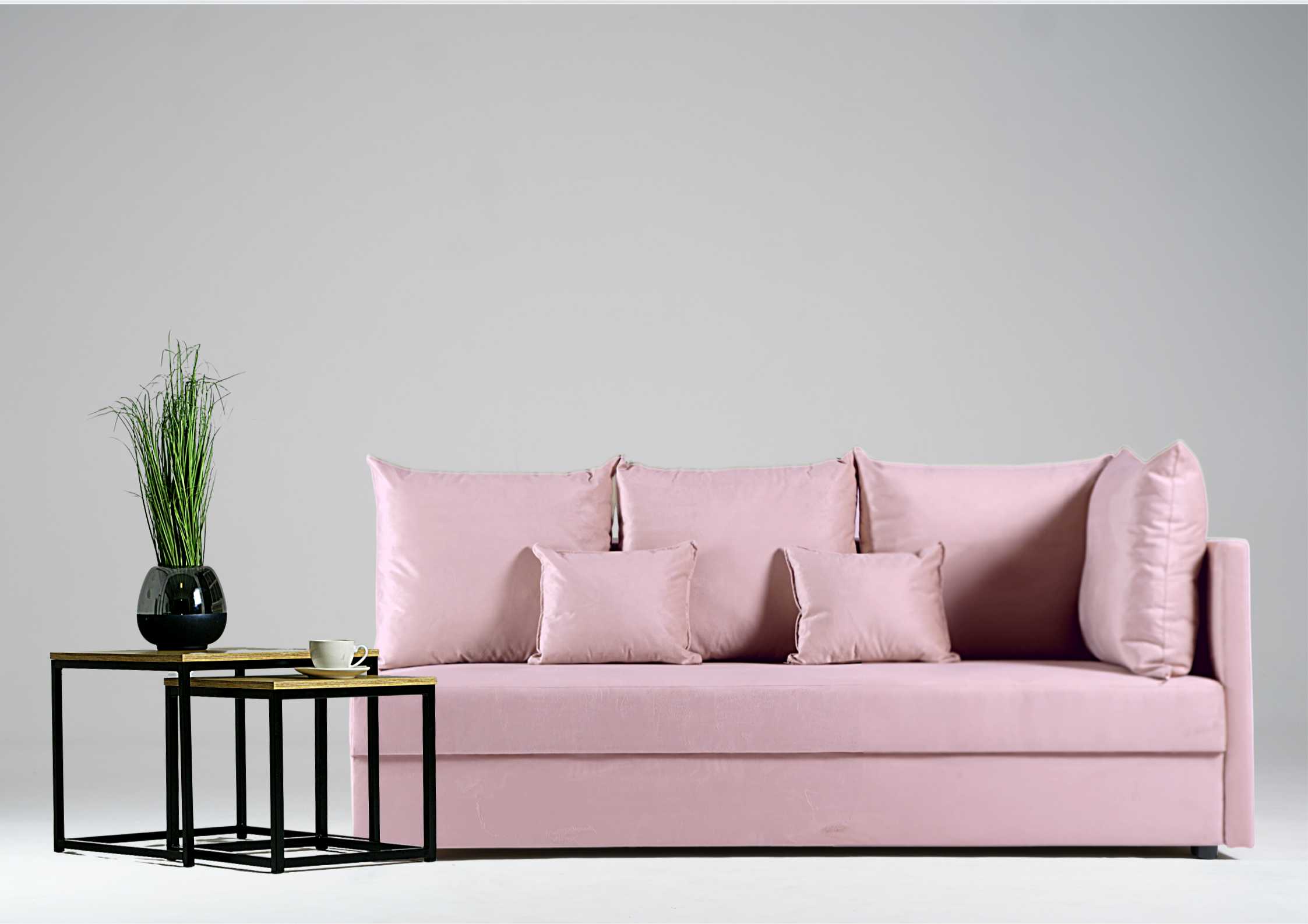 Różowa sofa do salonu Mobo